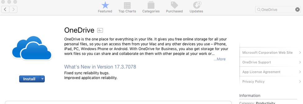 Onedrive app store mac download